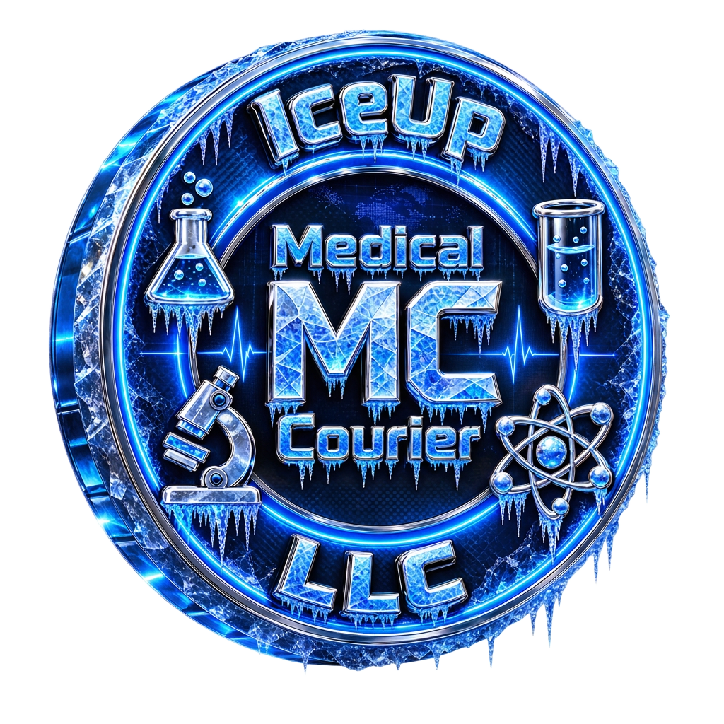 IceUp Medical Courier LLC frozen ice emblem